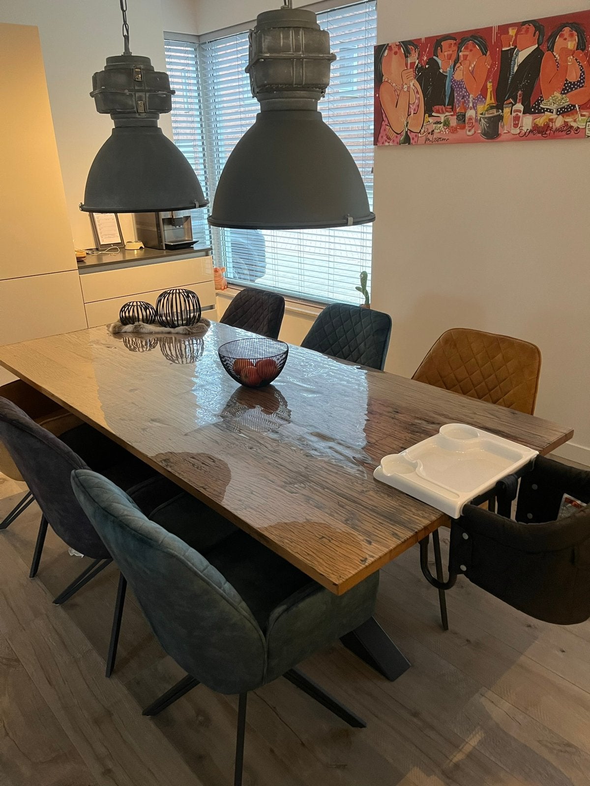 Robuuste eettafel met spinpoot, Ophalen, 200 cm of meer, 50 tot 100 cm, Vijf personen of meer
