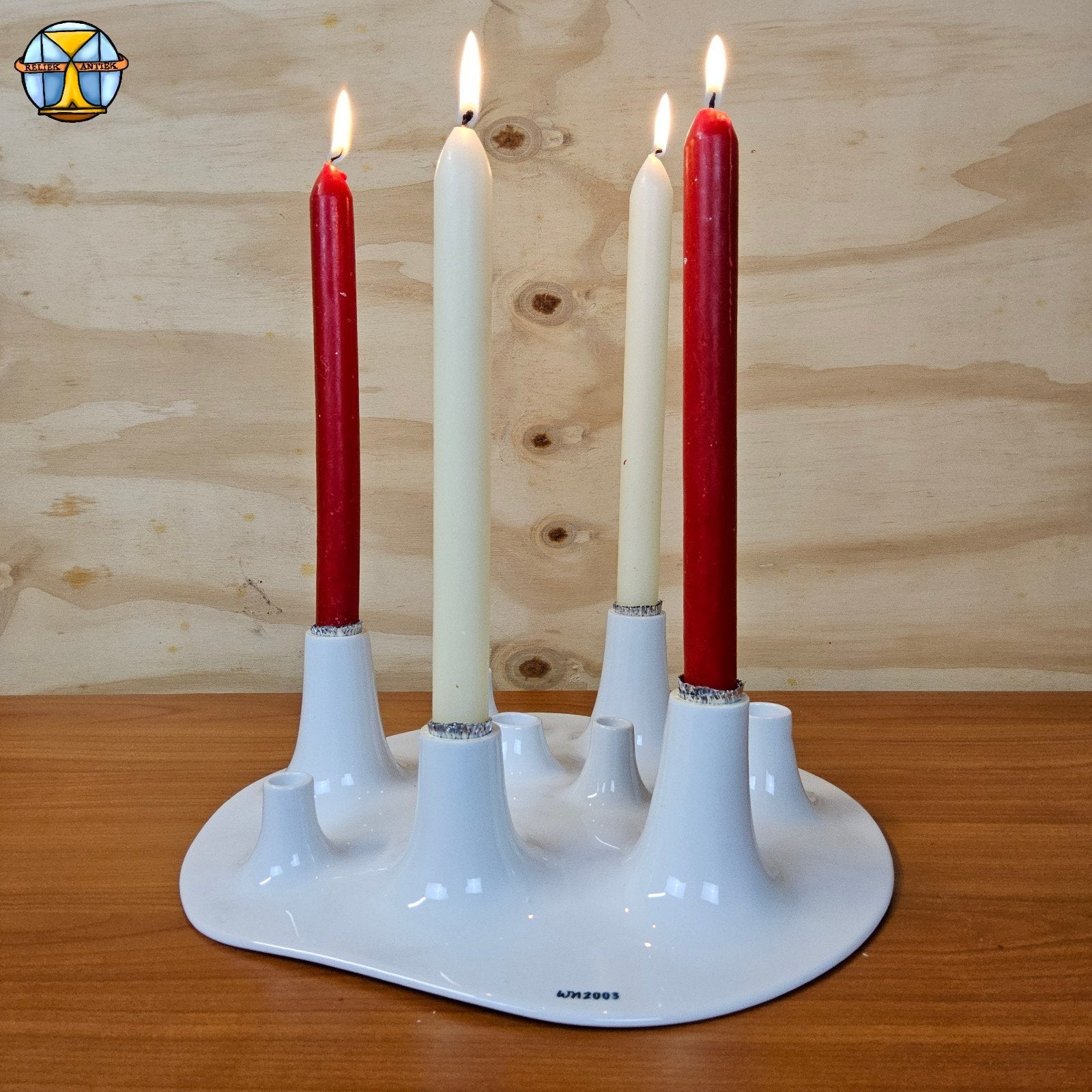 Willem Noyons design keramische kandelaar + fruitschaal, 9 cm, ., Wit, Ophalen of Verzenden