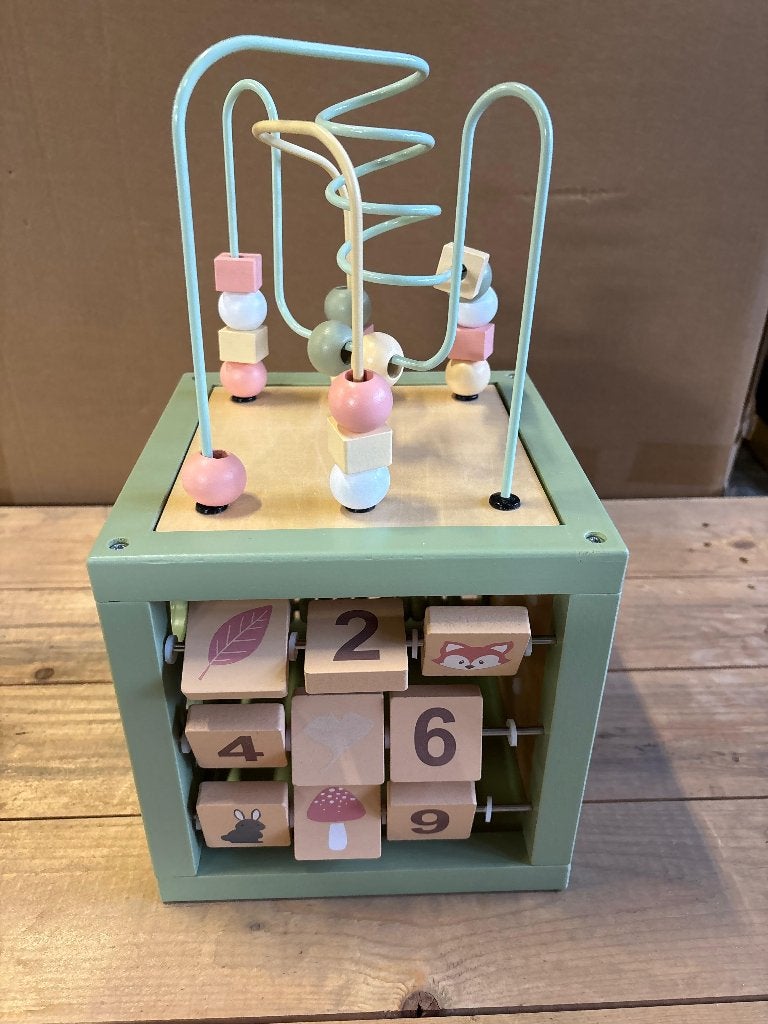 Houten activiteitenkubus mintgroen - montessori, Ophalen of Verzenden, Nieuw