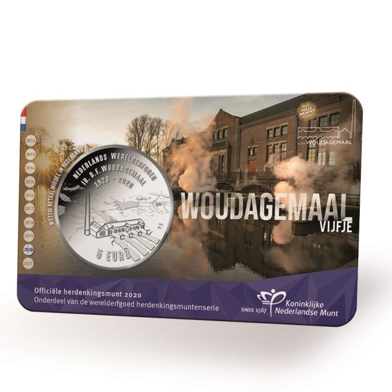 5 Euro Nederland 2020 - Wouda Gemaal Vijfje - UNC Coincard, Verzenden, Overige landen, 5 euro, Losse munt
