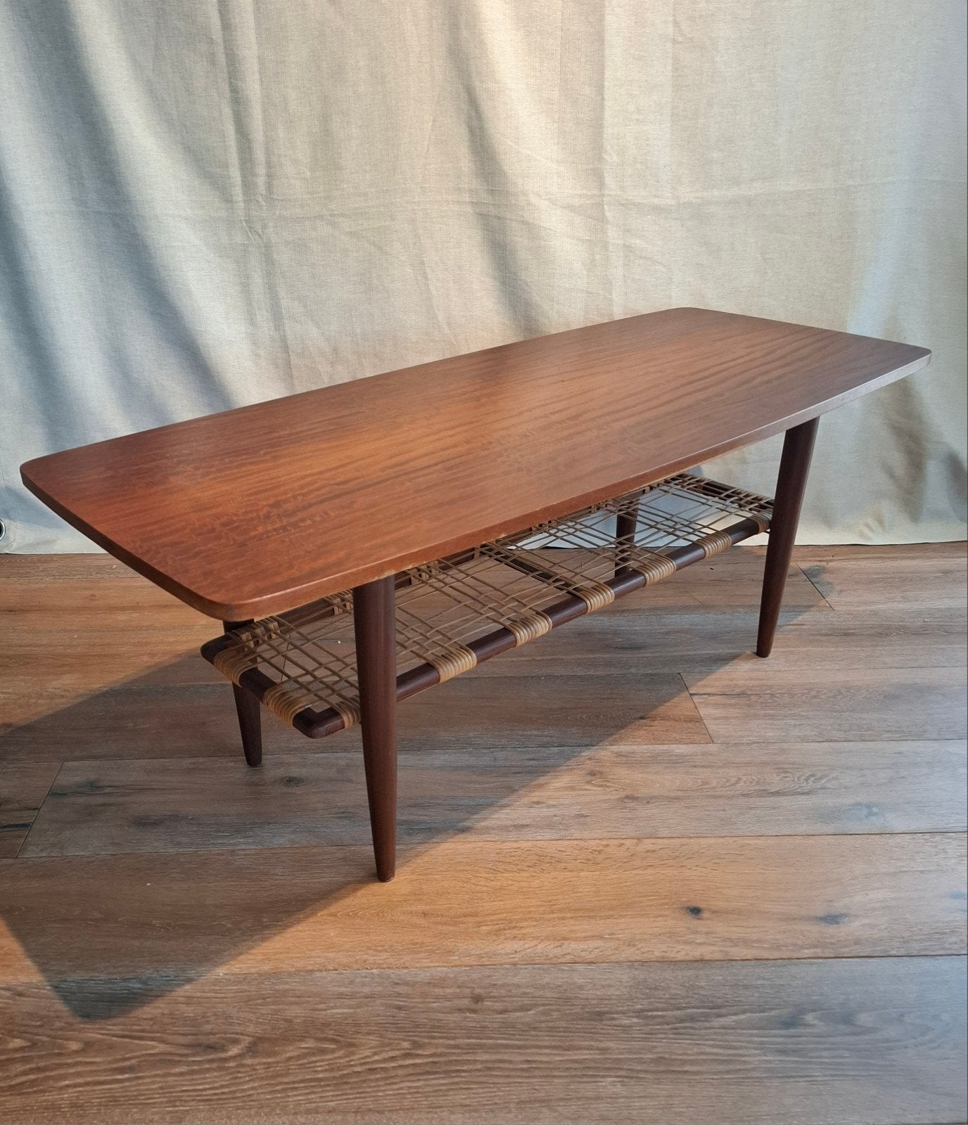 Deense Teakhouten Koffietafel, Ophalen, 100 tot 150 cm, Teakhout, 50 tot 100 cm