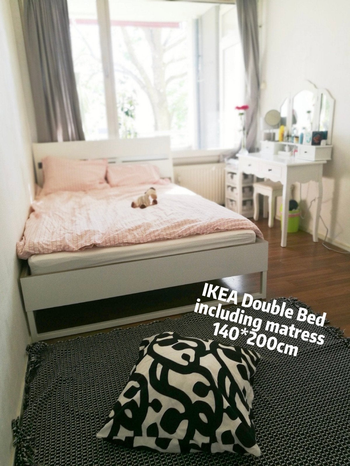 IKEA Tweepersoonsbed met matras 140x200cm, Ophalen, Gebruikt, Wit, Tweepersoons