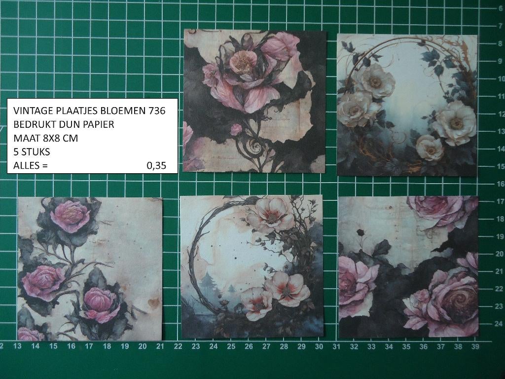 vintage plaatjes 8x8 cm bloemen 736 ( alleen verzenden, Ophalen, Nieuw, Overige thema's, Knipvel
