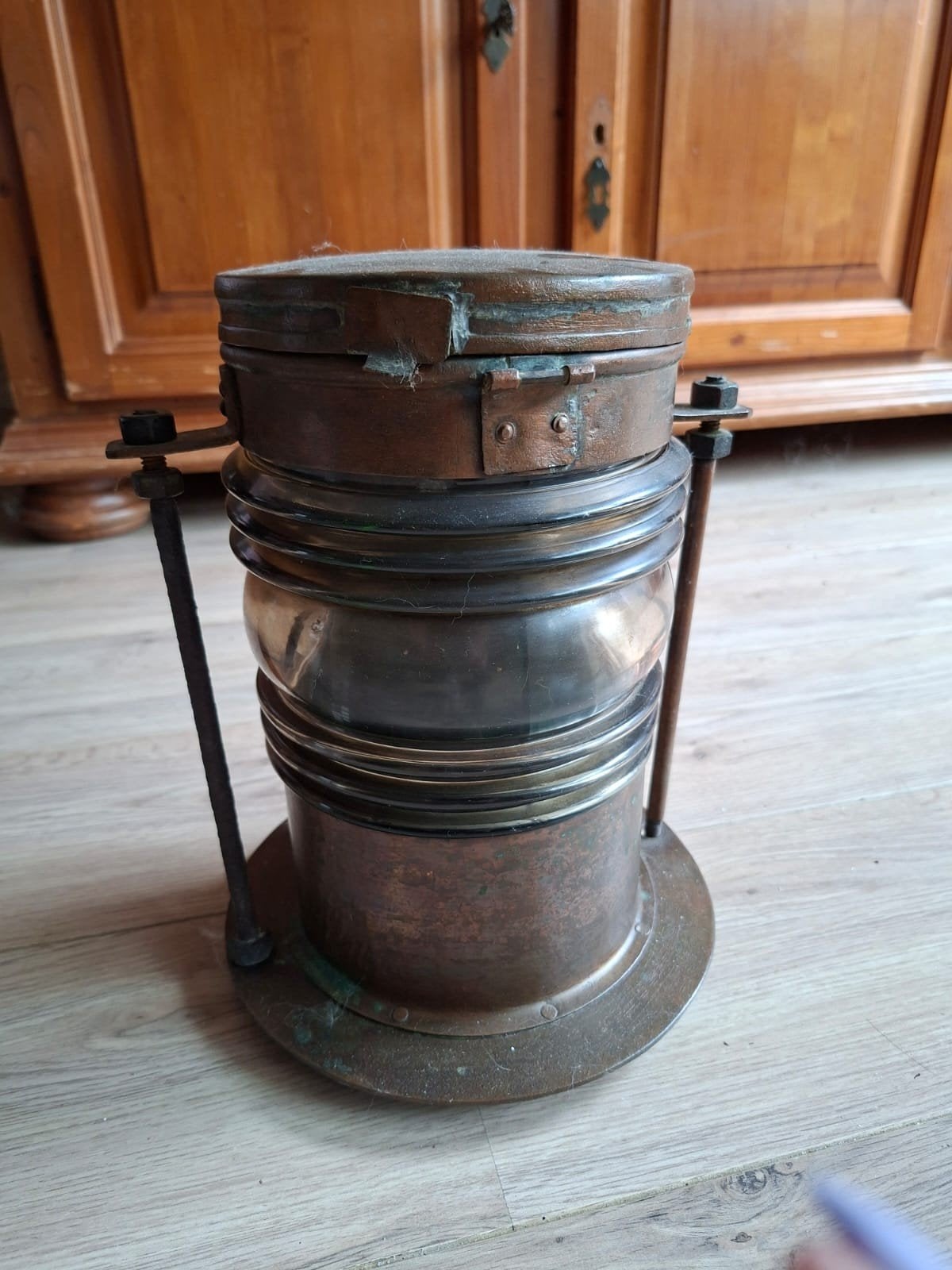 Antieke koperen scheepslamp/lantaarn, Ophalen of Verzenden