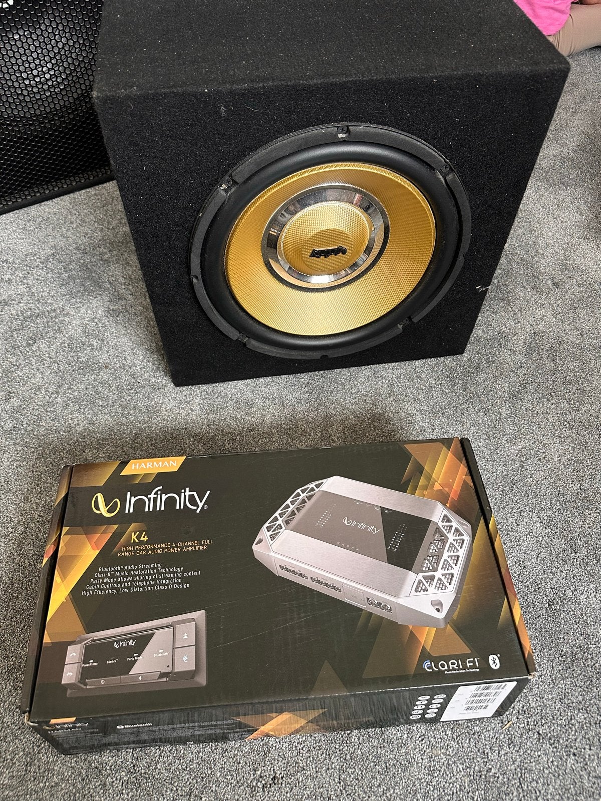 Infinity Subwoofer en Versterker Set, Ophalen, Gebruikt