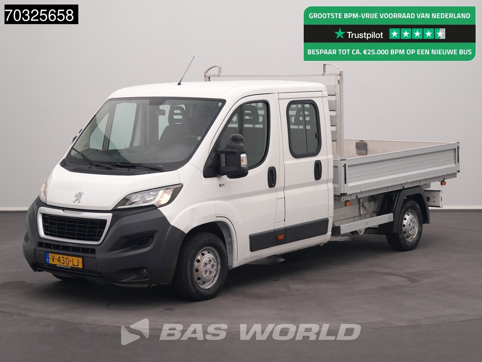 Peugeot Boxer 130pk Dubbel Cabine Open Laadbak Airco Trekhaa, Auto's, Stof, Gebruikt, Euro 6, 4 cilinders