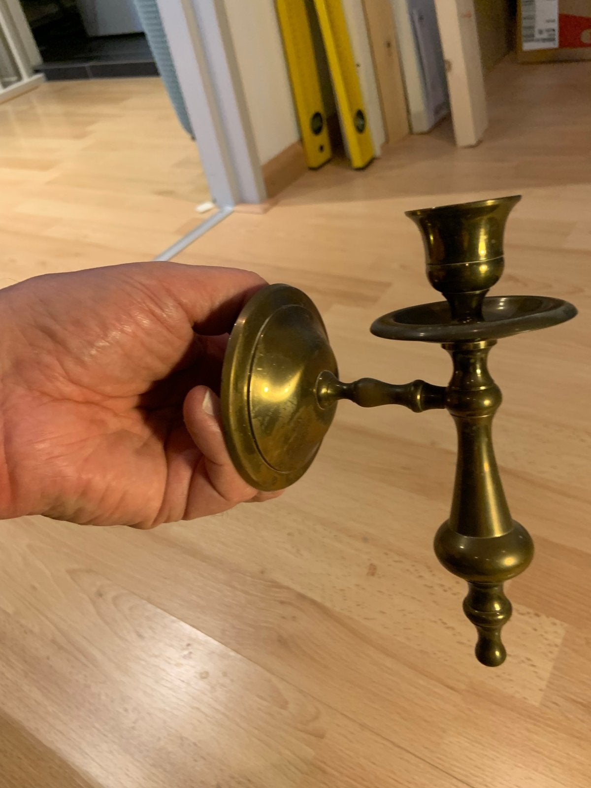 Antieke Koperen Kaarsen Wandhouder, Ophalen of Verzenden, Koper of Brons