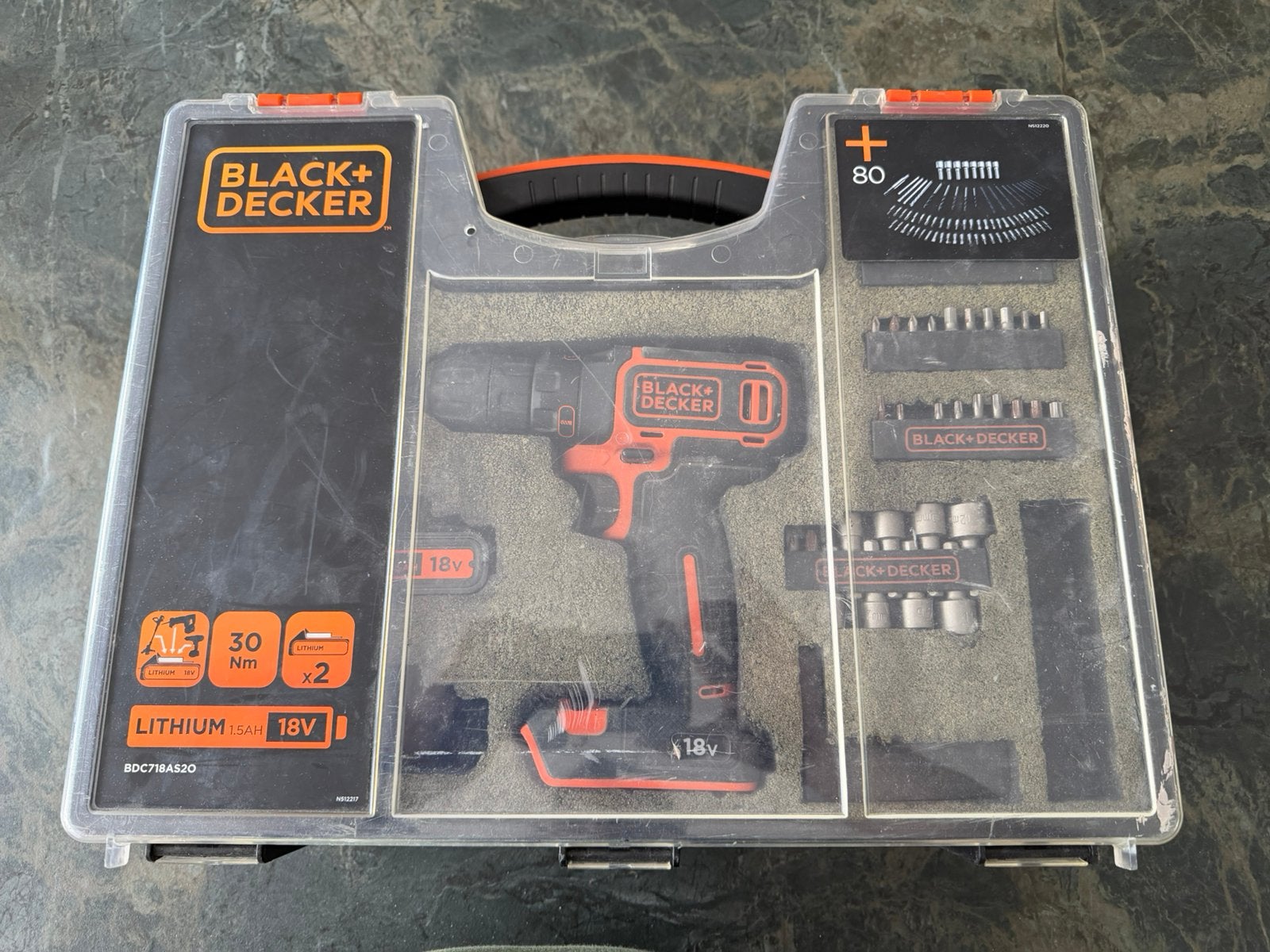 Black + Decker 1.5AH 18V Schroefmachine Boormachine, Ophalen of Verzenden, Gebruikt, Boormachine