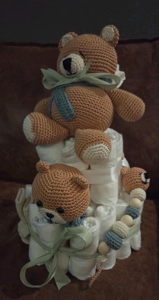 Luiertaart met beren thema - Handgemaakt kraamcadeau, Ophalen of Verzenden, Nieuw, Kraamcadeau