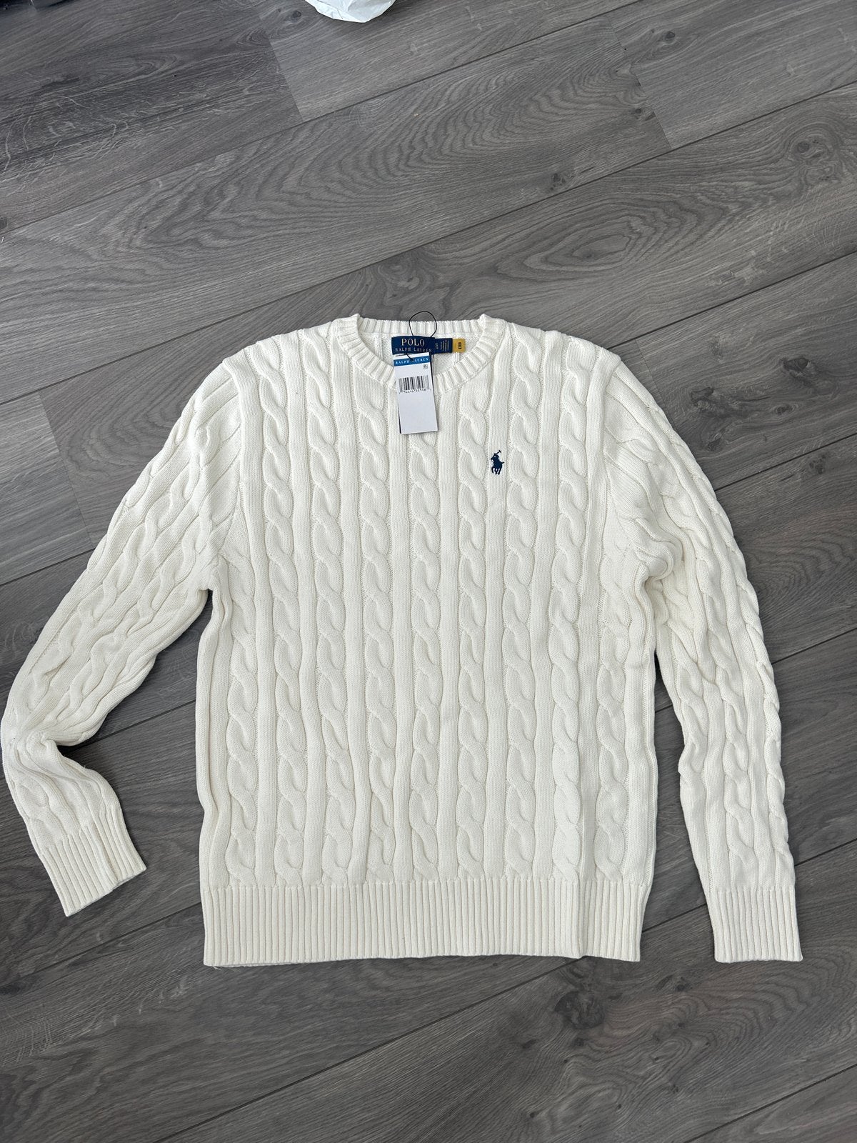 Nieuwe Polo Ralph Lauren kabeltrui - Wit - Maat XL, Ophalen of Verzenden, Nieuw, Maat 56/58 (XL), Wit