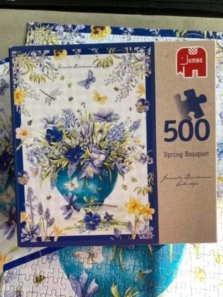 Puzzel : spring bouquet - janneke Brinkman- salentijn, Ophalen of Verzenden, 500 t/m 1500 stukjes, Zo goed als nieuw, Legpuzzel
