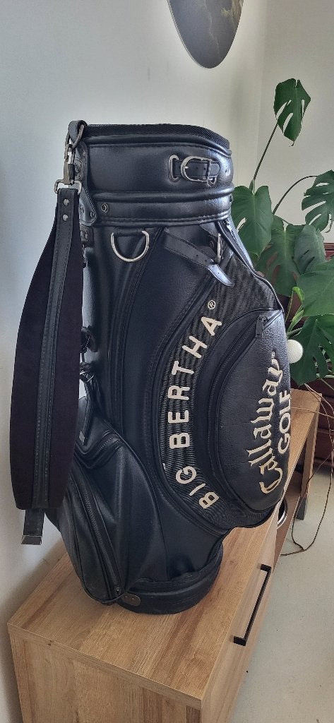 Zwart Lederen/Leren Callaway Golftas (incl. golfballen), Sport en Fitness, Golf, Ophalen, Gebruikt, Tas, Callaway