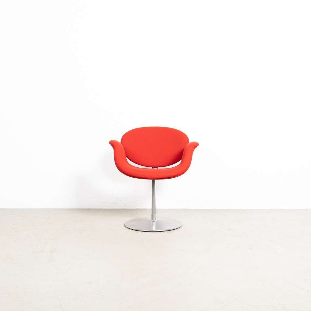 2x Artifort Little Tulip Stoel Rood Stof - Aluminium, Niet ingevuld, Twee, Niet ingevuld, Zo goed als nieuw