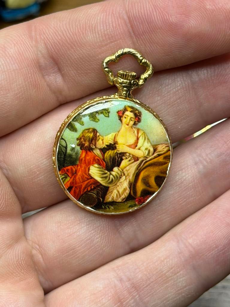 Zeldzame Zwitserse horlogehanger, Ophalen of Verzenden, Zo goed als nieuw, Zilver, Overige materialen