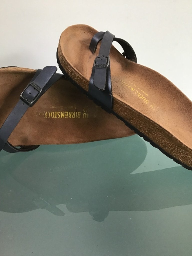 Birkenstock Piazza 40 grijze slippers | Gratis verzenden, Kleding | Dames, Schoenen, Slippers, Verzenden, Zo goed als nieuw, Grijs