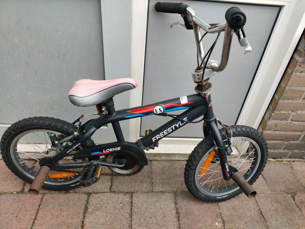 16 inch Loekie Freestyle BMX Crossfiets, Ophalen, Terugtraprem, Staal, Loekie