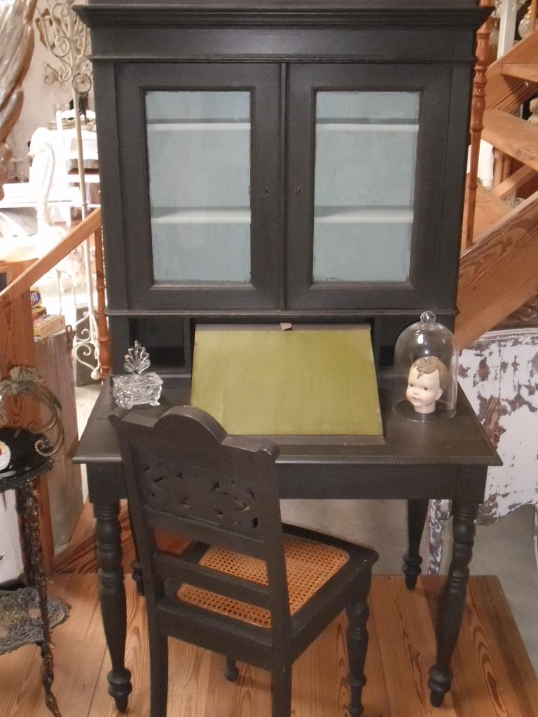 Schitterend brocante bureau inclusief stoel, Ophalen, Gebruikt, Zwart