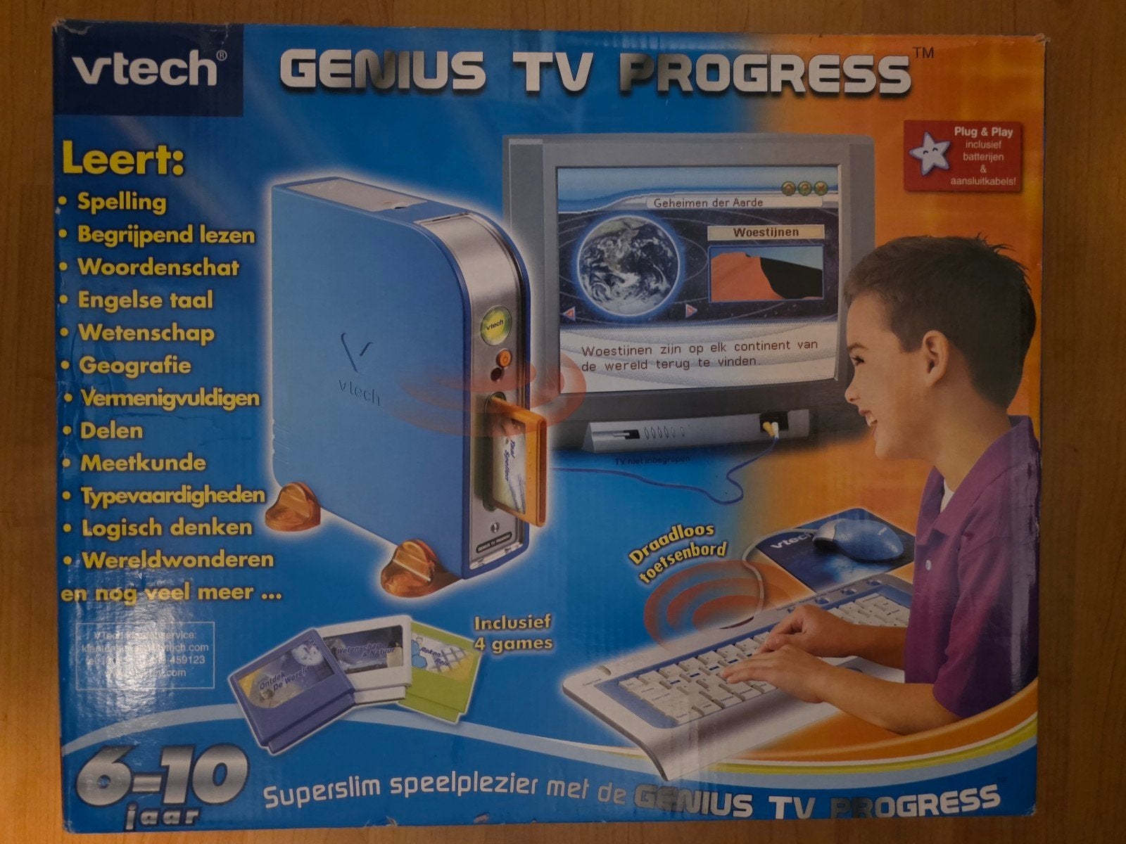 Vtech Genius TV Progress Educatief Spelcomputer met 4 Games, Ophalen, Zo goed als nieuw, Taal en Lezen