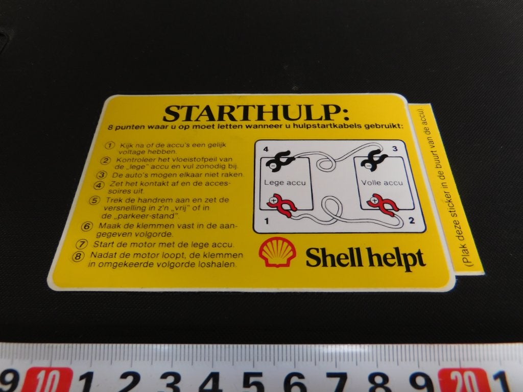 sticker SHELL HELPT starthulp hulpstartkabels *, Verzamelen, Ophalen, Zo goed als nieuw