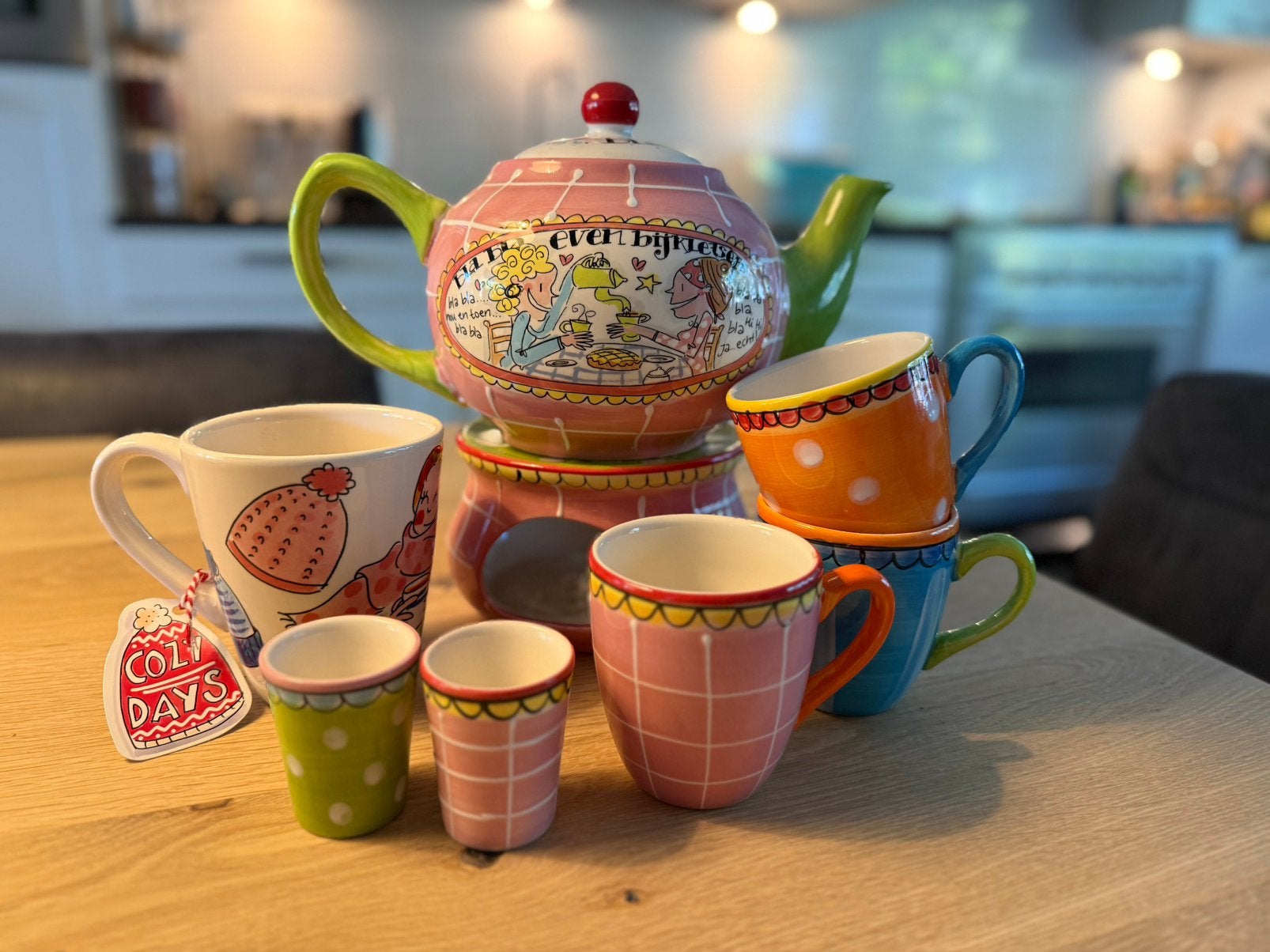 Blond theepot set, Huis en Inrichting, Ophalen of Verzenden, Zo goed als nieuw, Aardewerk, Overige typen