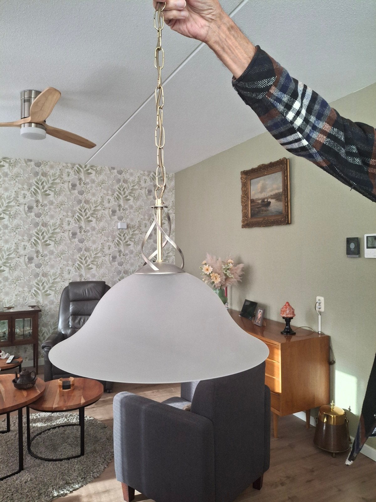 mooie glazen hanglamp, Ophalen, Zo goed als nieuw, Glas
