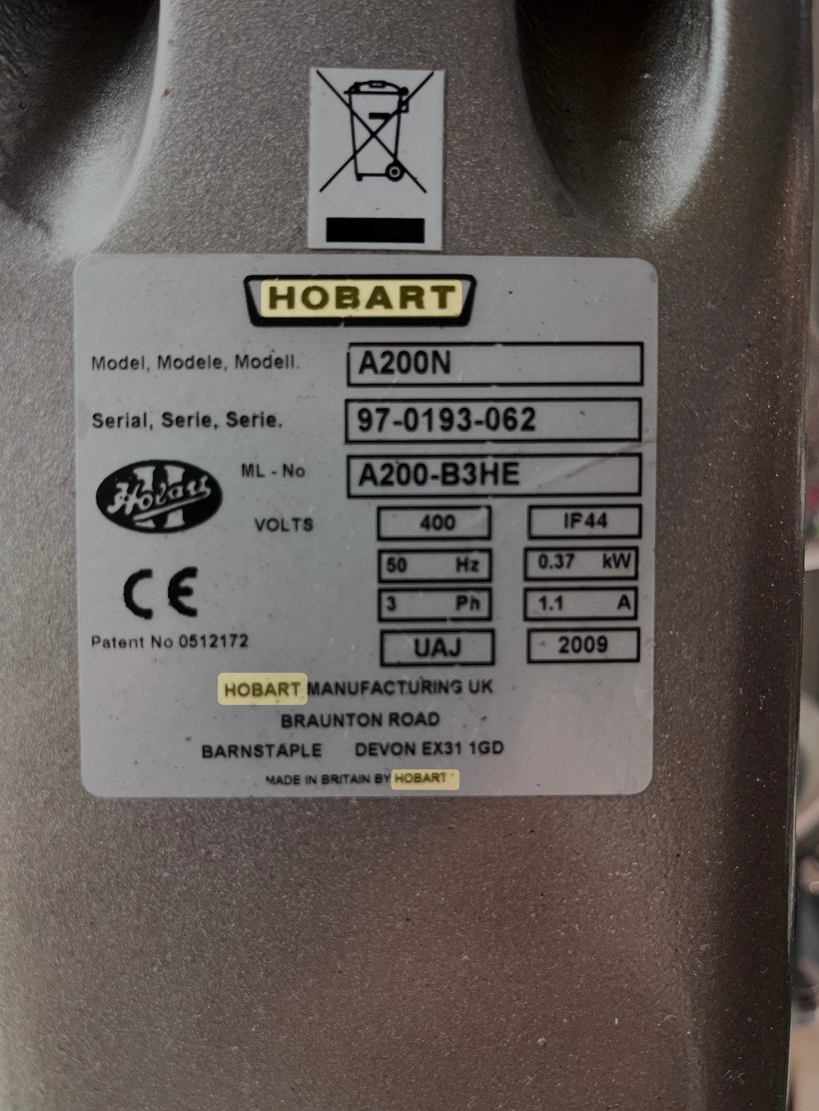 Hobart, Ophalen, Nieuw zonder verpakking, Overige typen