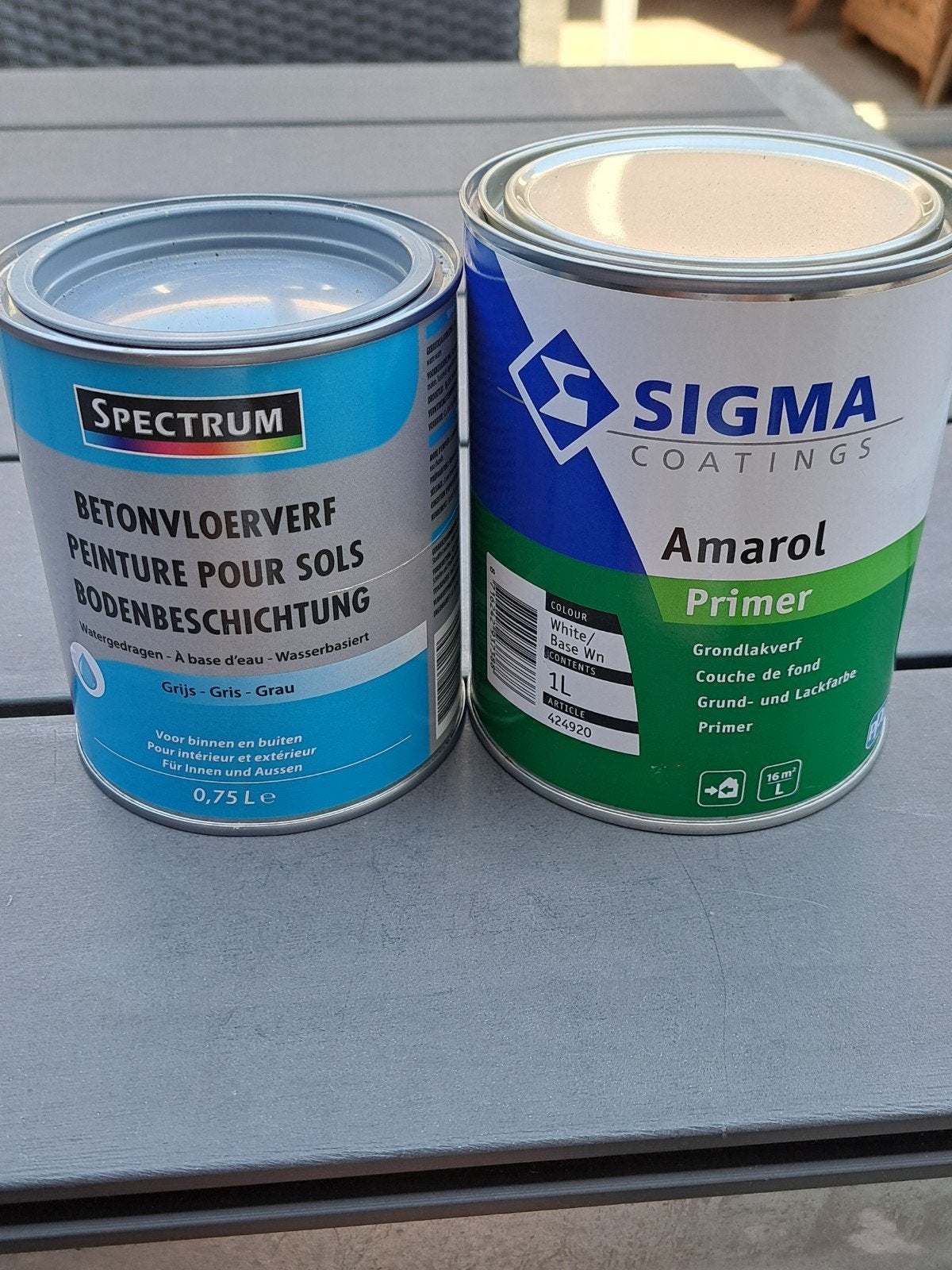 Verf en primer set: Spectrum betonvloerverf & Sigma primer, Ophalen of Verzenden, Nieuw, Wit
