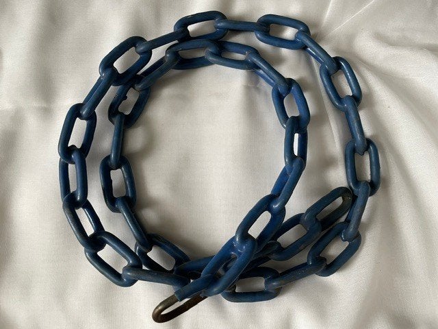 Nr.268: Geplastificeerde ketting, fietsslot blauw, Ophalen of Verzenden, Zo goed als nieuw, Kettingslot