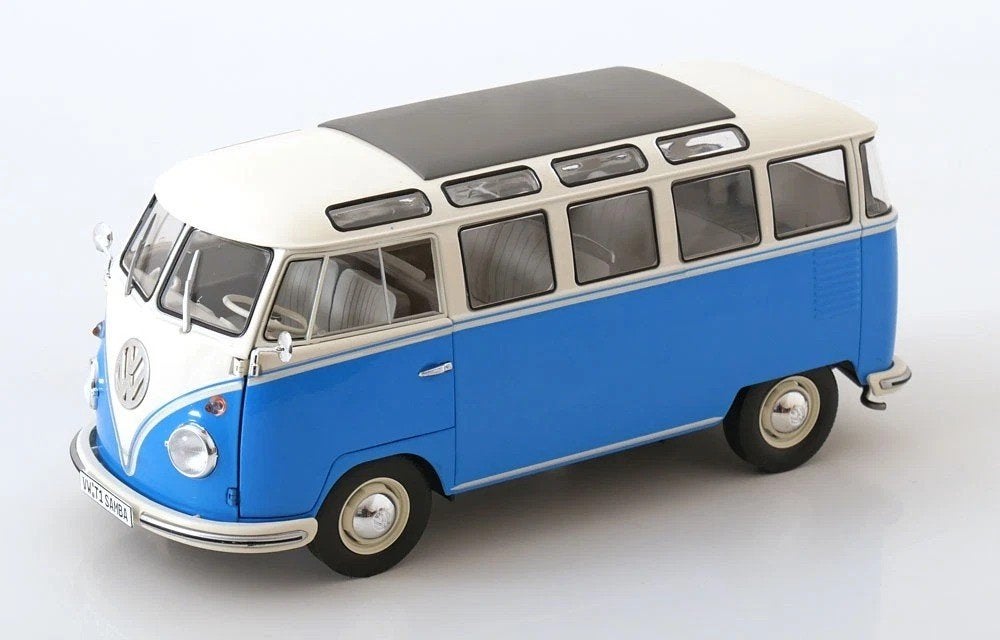 Volkswagen T1 "Samba Bus" 1962 Blauw / Wit 1/18 Solido, Solido, Tschuiten@hotmail.com, Auto, Solido
