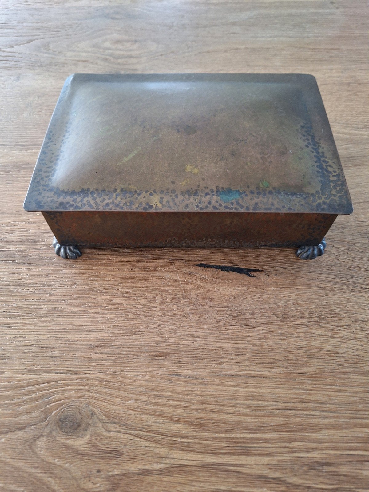 Antieke messing Doos met Houten Voering, Ophalen of Verzenden