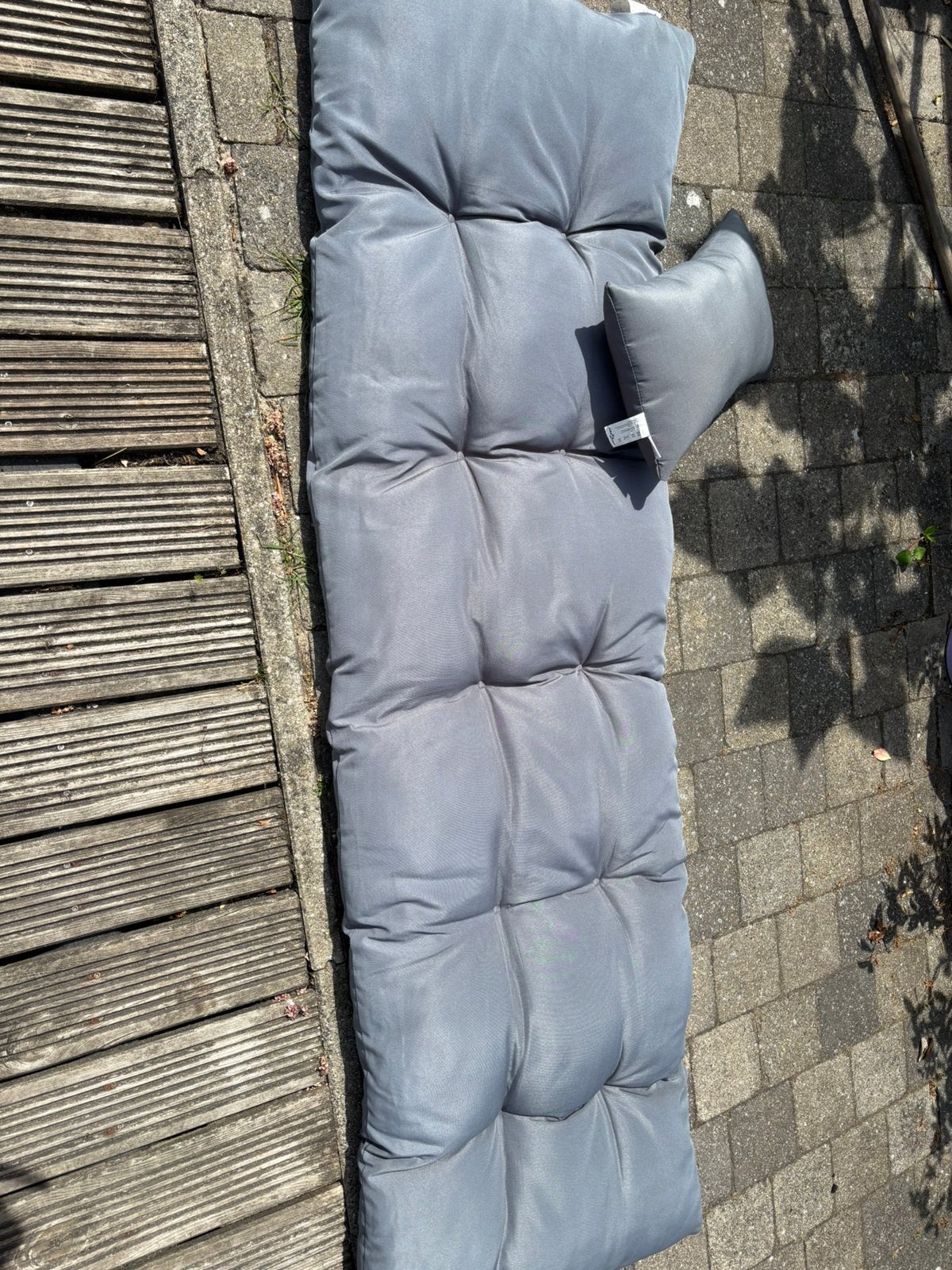 Grijs tuinkussen voor ligbed of bank, Tuin en Terras, Tuinmeubel-accessoires, Ophalen, Gebruikt