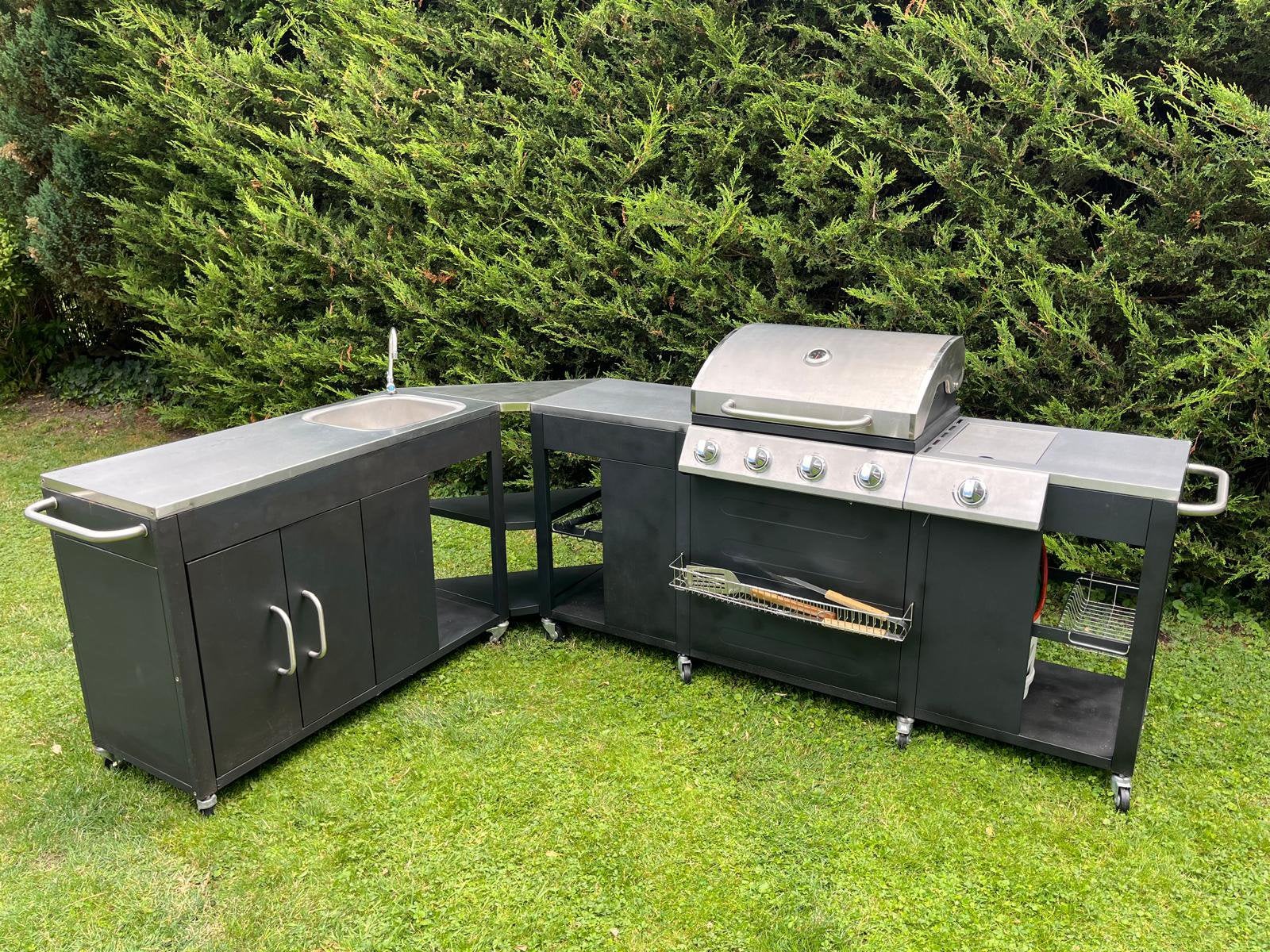 Luxe Buitenkeuken met Gasbarbecue, Spoelbak en pit, Tuin en Terras, Buitenkeukens, Zo goed als nieuw, Gas, Vrijstaand, Ophalen