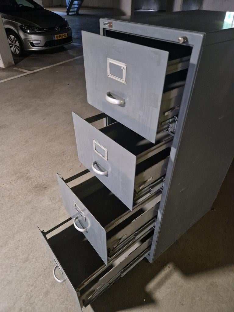 Gispen Archiefkast met 4 Laden - Vintage Metaal, Minder dan 50 cm, Gebruikt, 100 tot 150 cm, Ophalen of Verzenden