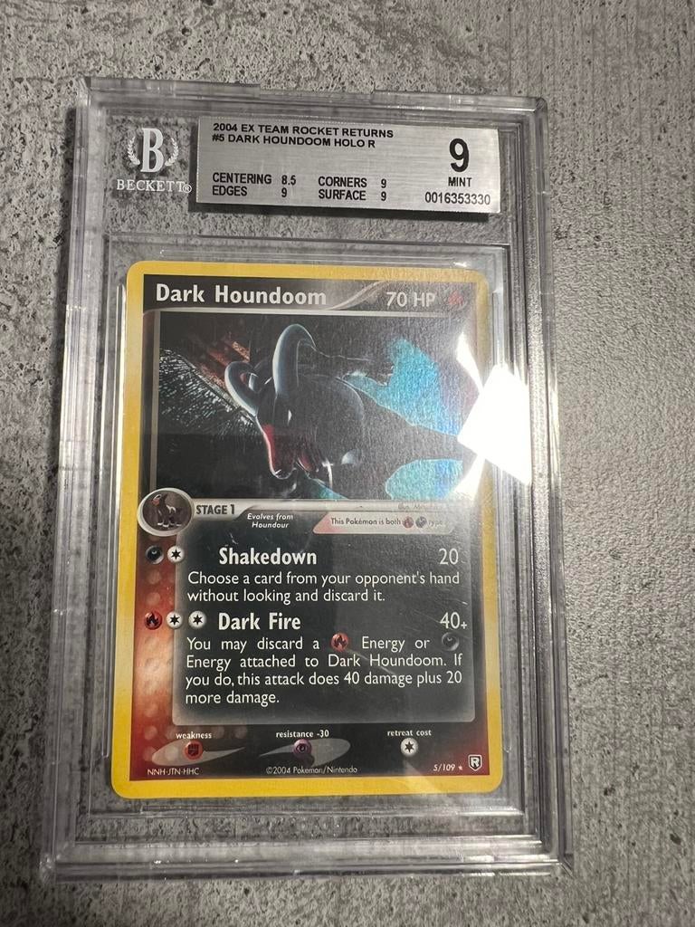 Beckett 9 - 2004 EX Team Rocket Returns Dark Houndoom Holo, Ophalen of Verzenden, Zo goed als nieuw, Losse kaart, Foil