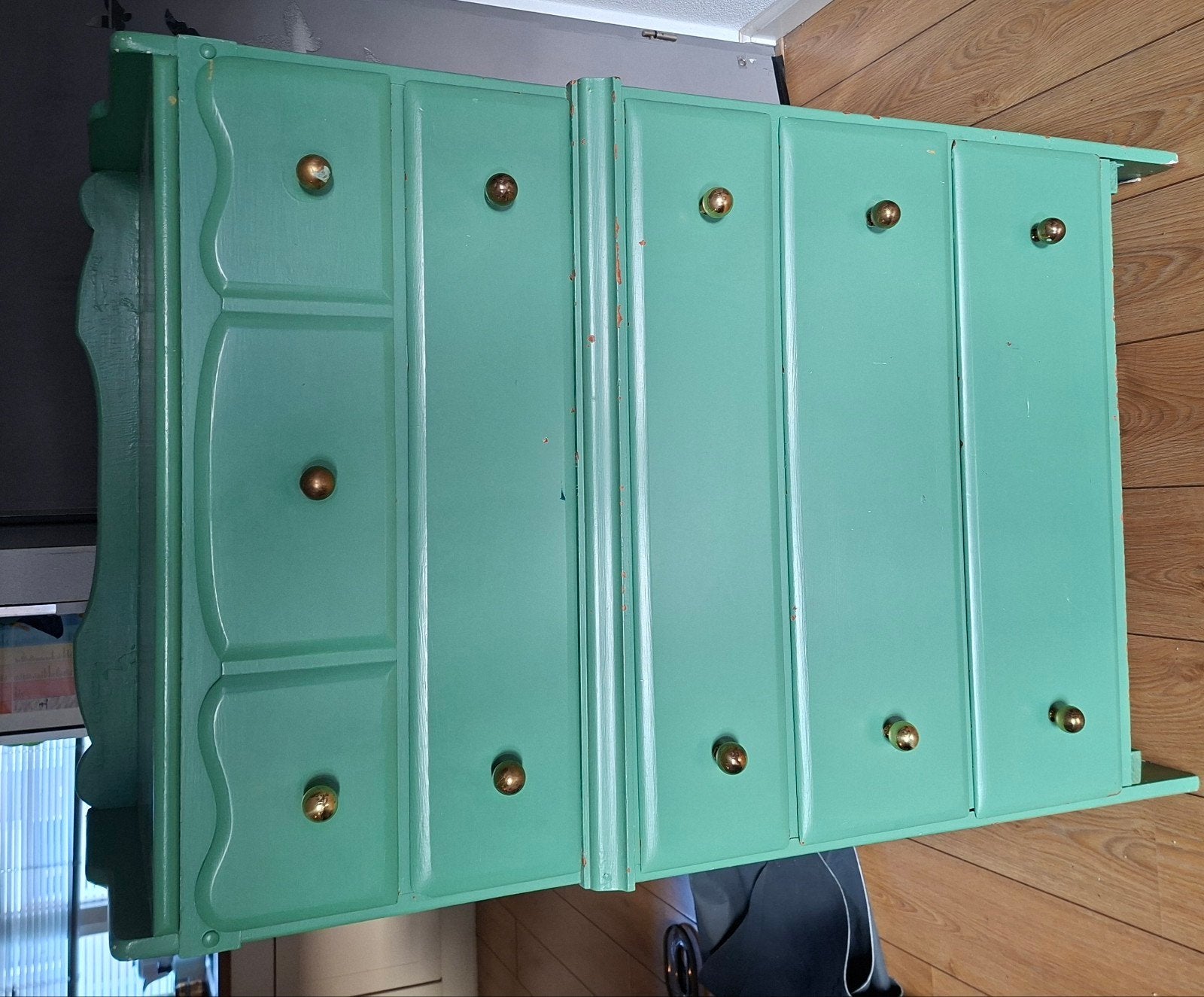 Vintage ladekast in mintgroen/turquoise - karaktervol/uniek, Ophalen