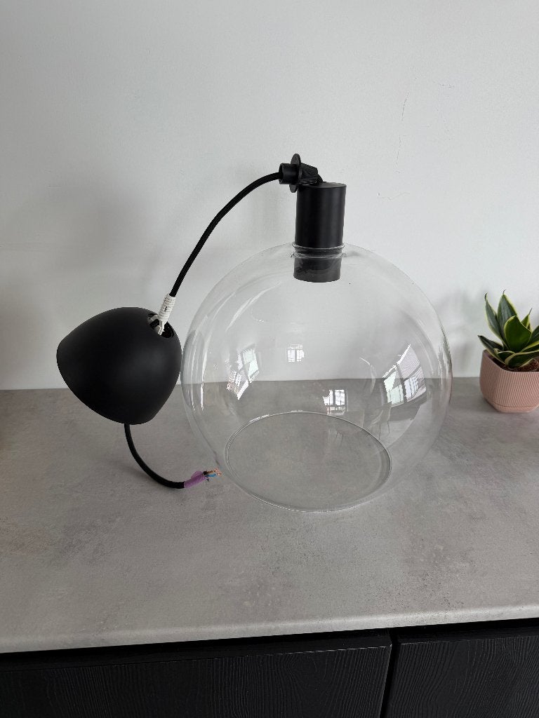 glazen industriële hanglamp, Ophalen of Verzenden, Zo goed als nieuw, Glas