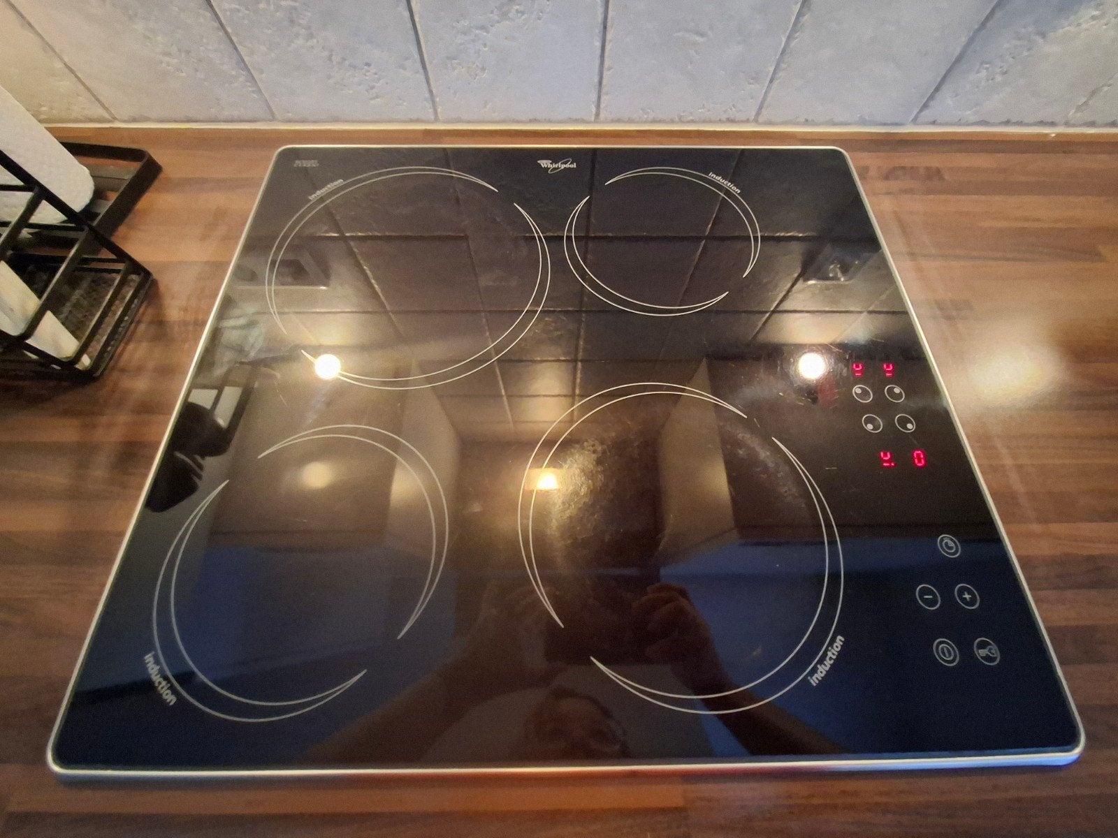Moderne hoekkeuken met inductie kookplaat en combimagn, Ophalen of Verzenden, Gebruikt, Hoekkeuken