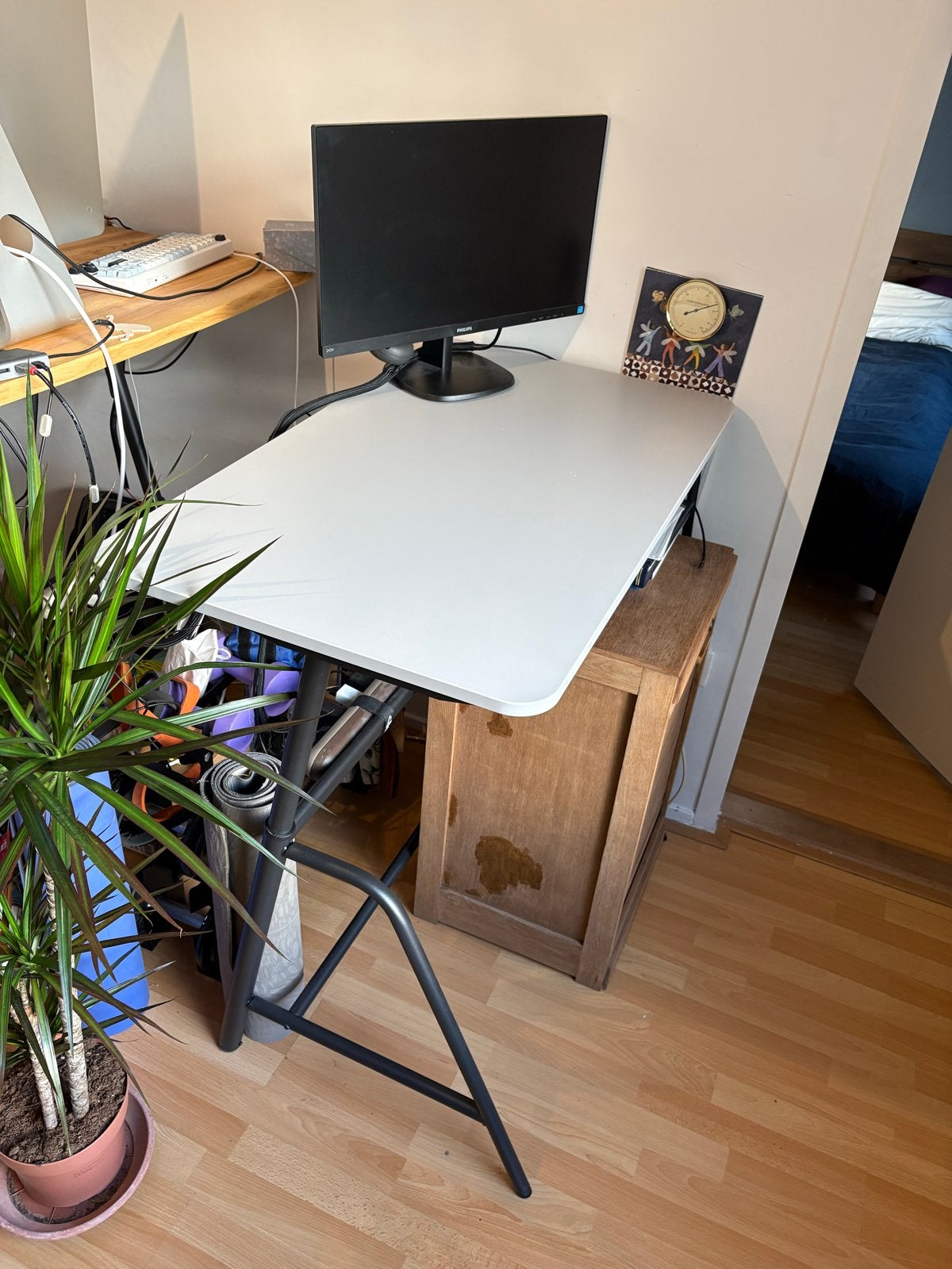 IKEA Gladhöjden Zit-sta bureau grijs/zwart 100x60 cm, Ophalen, Zit-sta bureau, Gebruikt, Metaal