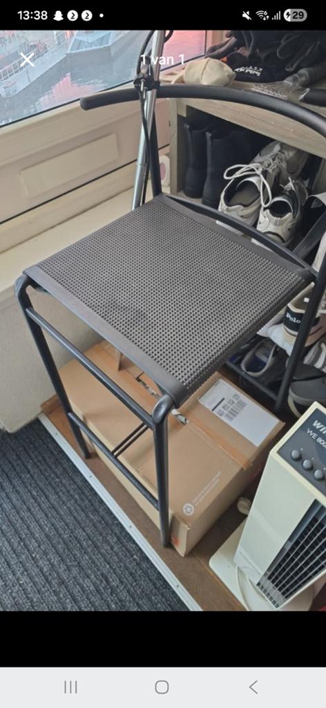 Stevige barkruk met metalen frame, Ophalen, Gebruikt, Met voetsteun, 60 tot 90 cm