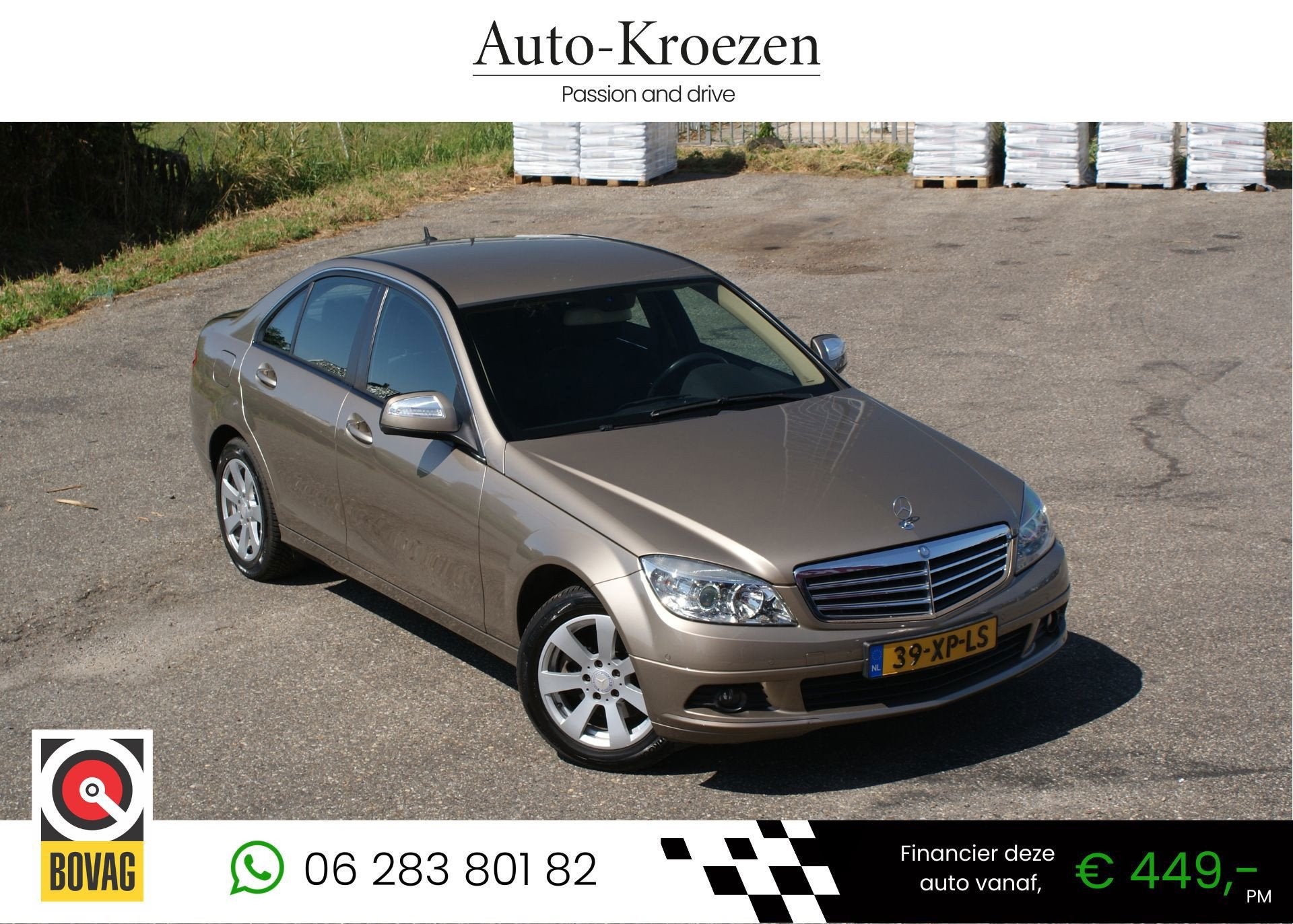 Mercedes-Benz C-klasse 200 K | Orgineel NL | Cruise control, Zwart, 4 cilinders, 1796 cc, Beige