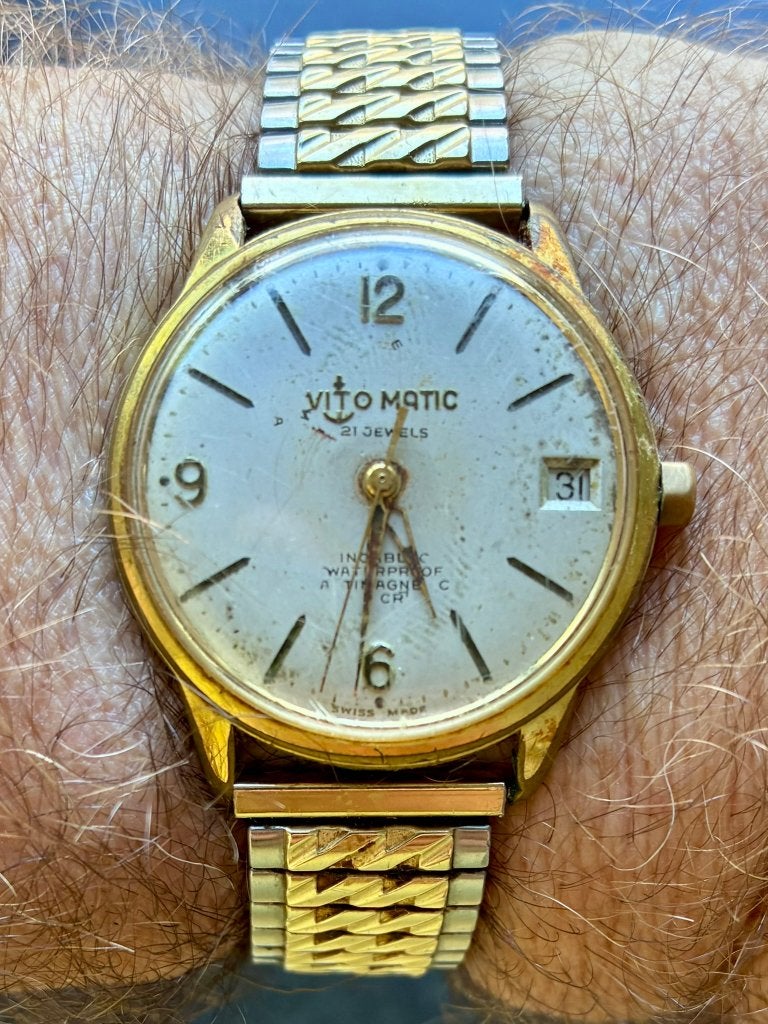 Vintage Vito Matic automatisch herenhorloge, Swiss Made., Overige merken, Gebruikt, Polshorloge, Ophalen of Verzenden