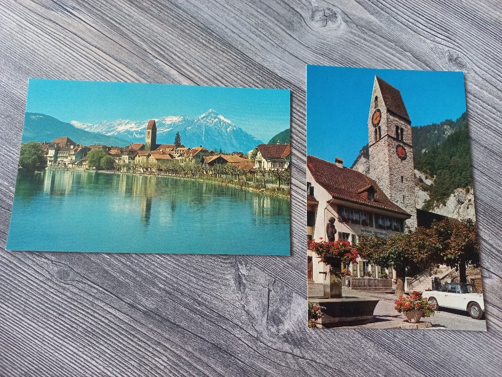 Oude ansichtkaarten Kirche Interlaken, Verzamelen, Ophalen of Verzenden, 1960 tot 1980, Ongelopen, Overig Europa