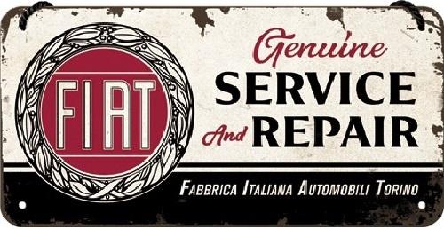 Fiat - Service & Repair. Metalen wandbord 10 x 20 cm, Ophalen of Verzenden, Nieuw, Auto's