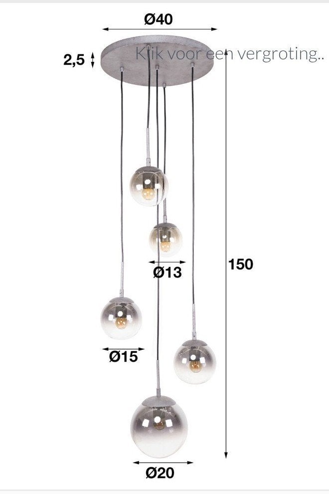 Sfeervolle hanglamp Bubble Shaded glazen bollen, Ophalen of Verzenden, Nieuw, Glas, E27 (groot)
