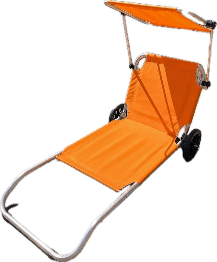 Strandbed met Zonnedak, Ophalen, Gebruikt, Aluminium