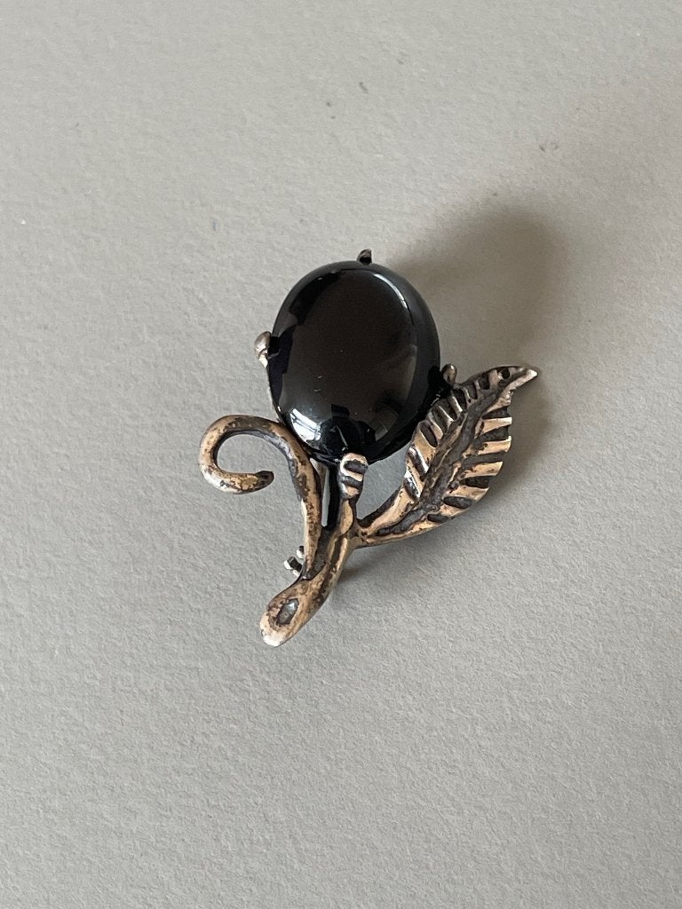 Zilveren broche takje | art nouveau stijl, Ophalen, Gebruikt, Minder dan 4 cm, Zilver