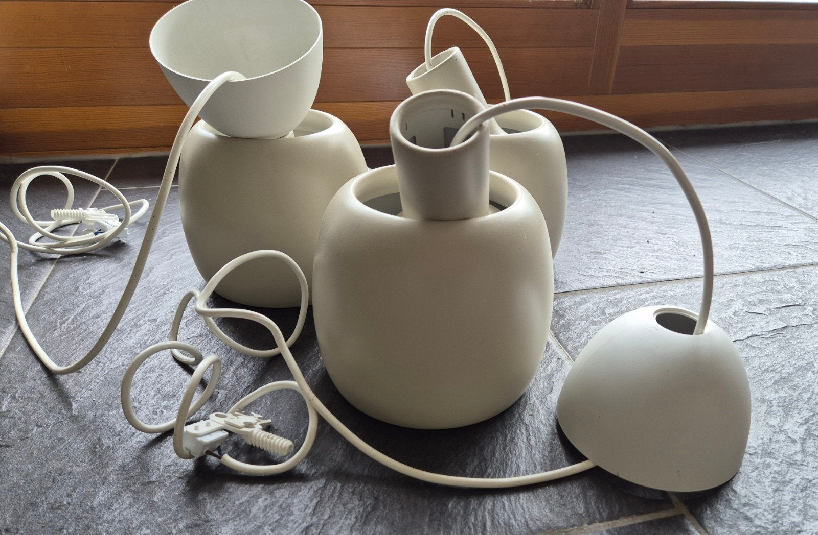 3 leuke witte lampen hanglamp hanglampen van de Ikea Vaxjo, Ophalen of Verzenden