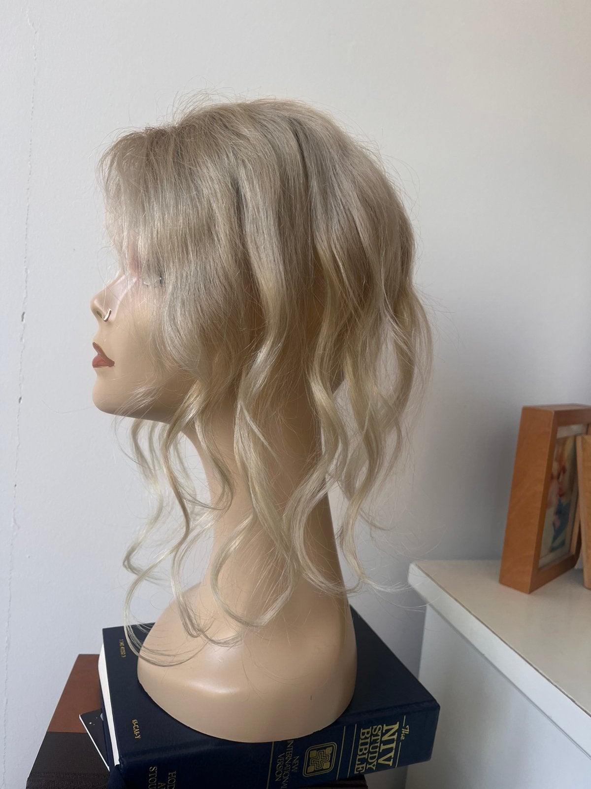 Licht blond 100% echt haar topper haarwerk, Ophalen of Verzenden, Zo goed als nieuw, Pruik of Haarverlenging