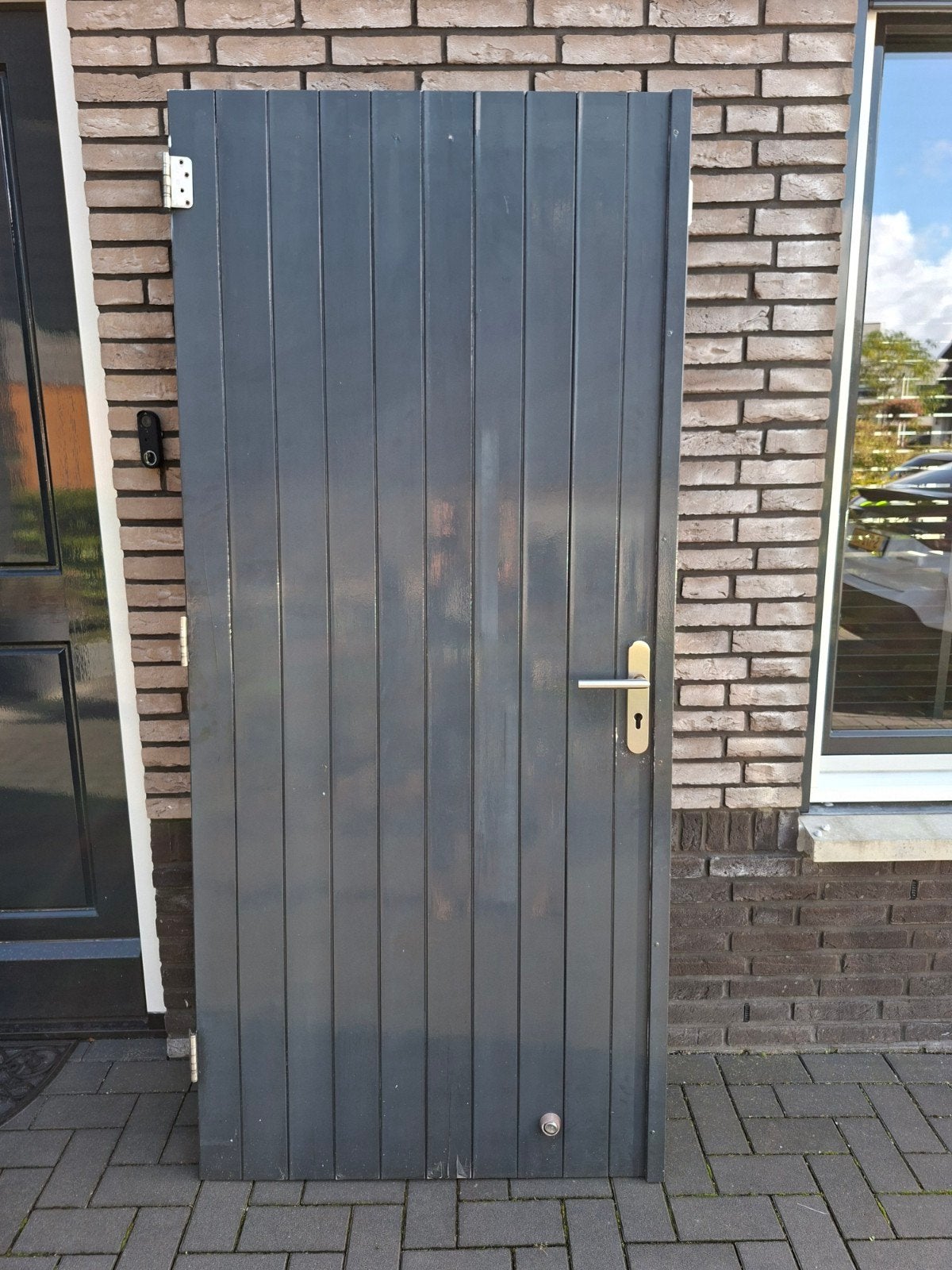 Houten Dubbele Deur - 93x211,5 cm - Hardhout, Ophalen, Gebruikt, 80 tot 100 cm, Buitendeur