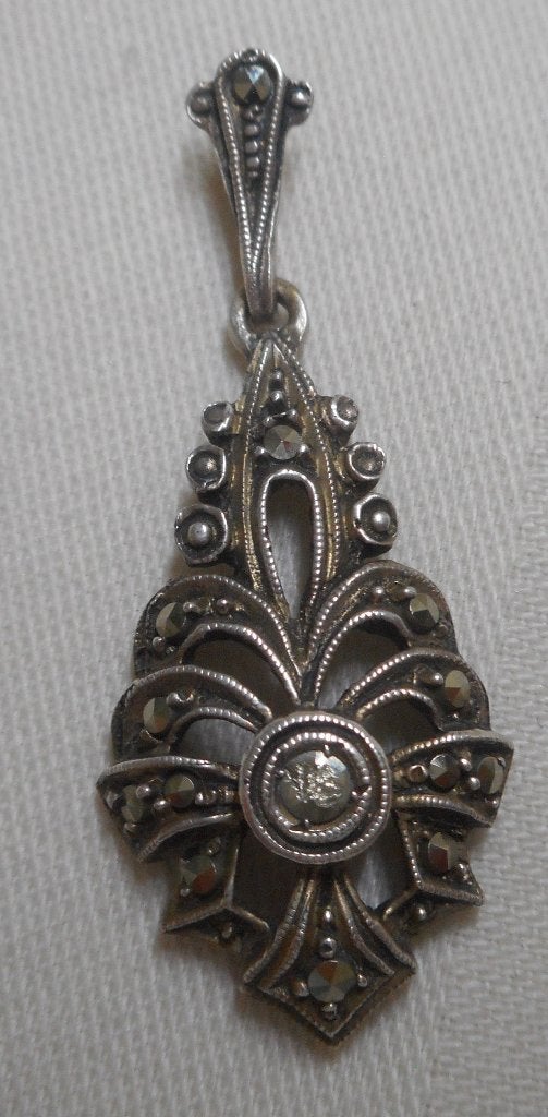 Zilveren antieke hanger met markasiet nr.487, Verzenden, Zilver, Hanger